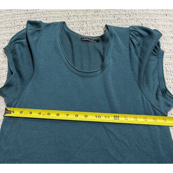 Peruvian Connection Knit Dress Cap Sleeves Midi Pima Cotton Womens Size XL Teal - Picture 4 of 8